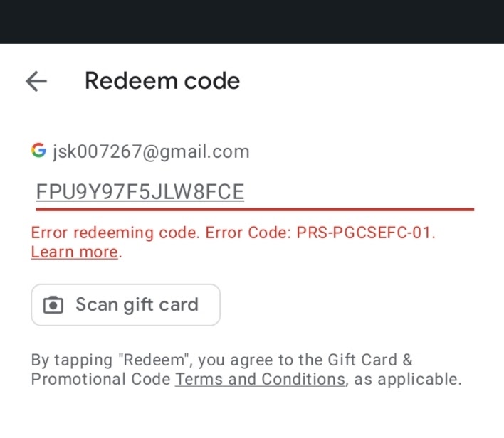 We need more info your redeem code gift card - Google Play Community