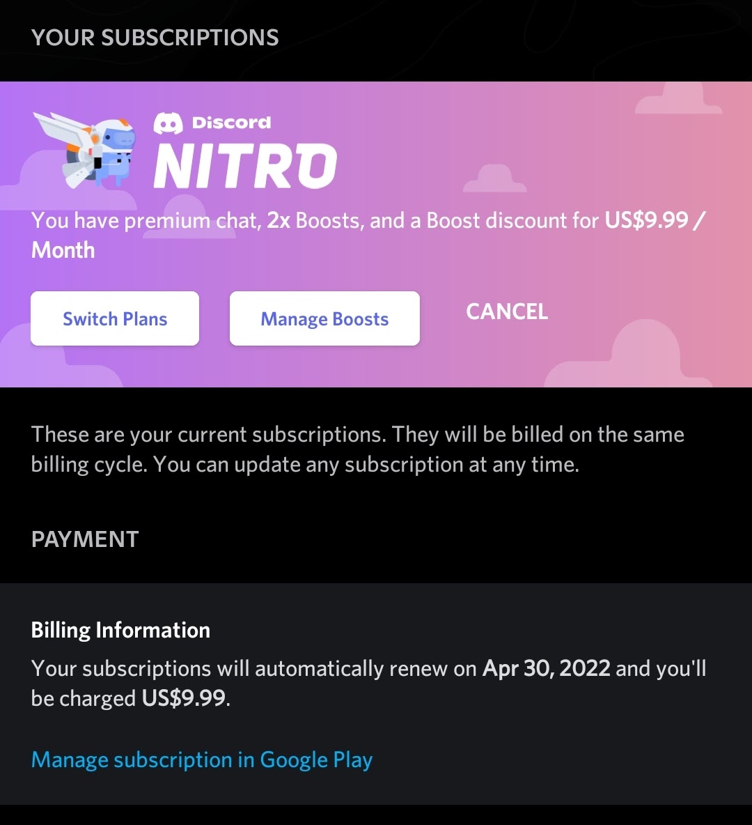 Não consigo cancelar meu nitro pela Google Play - Comunidade Google Play