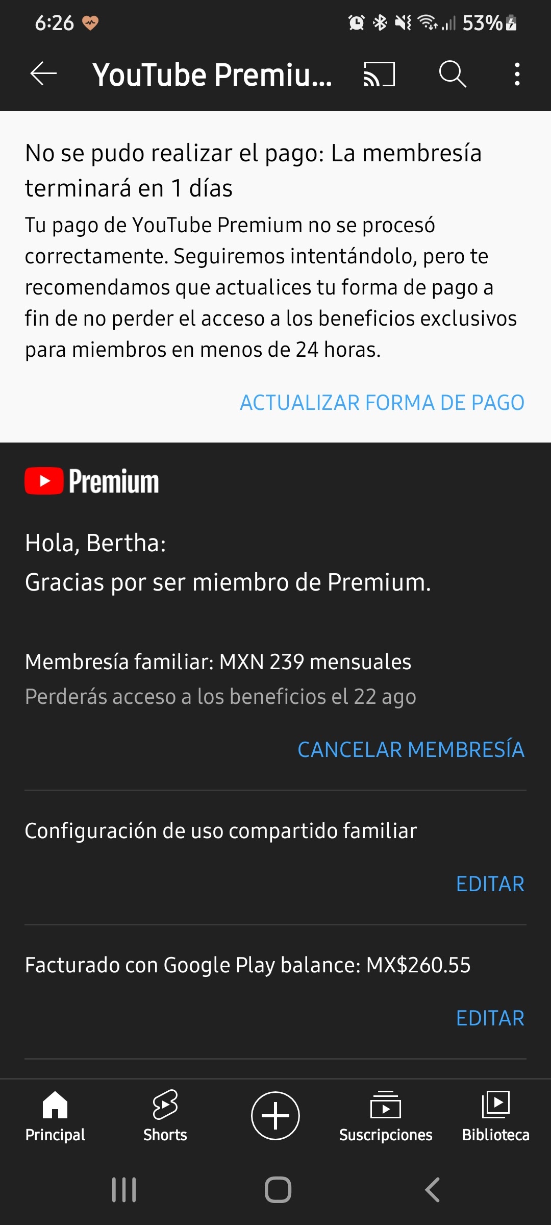 ¿Cómo actualizar la forma de pago de YouTube?