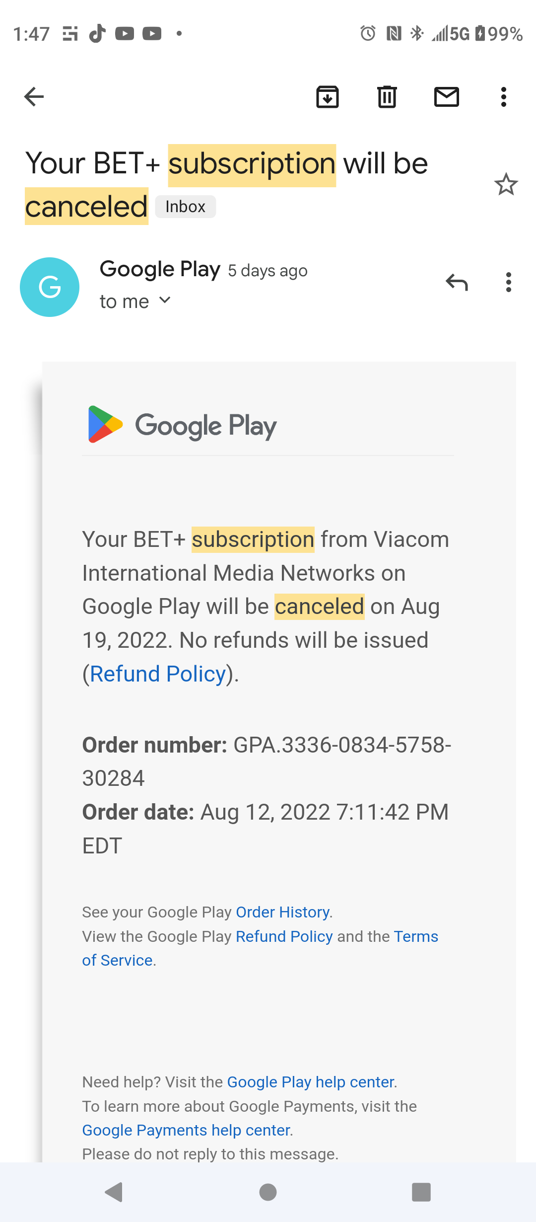 Non-refundable payment - Google Play Community