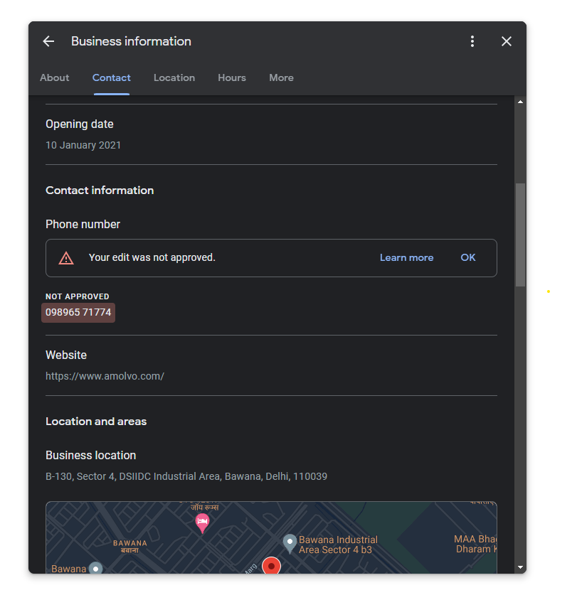Image of google listing