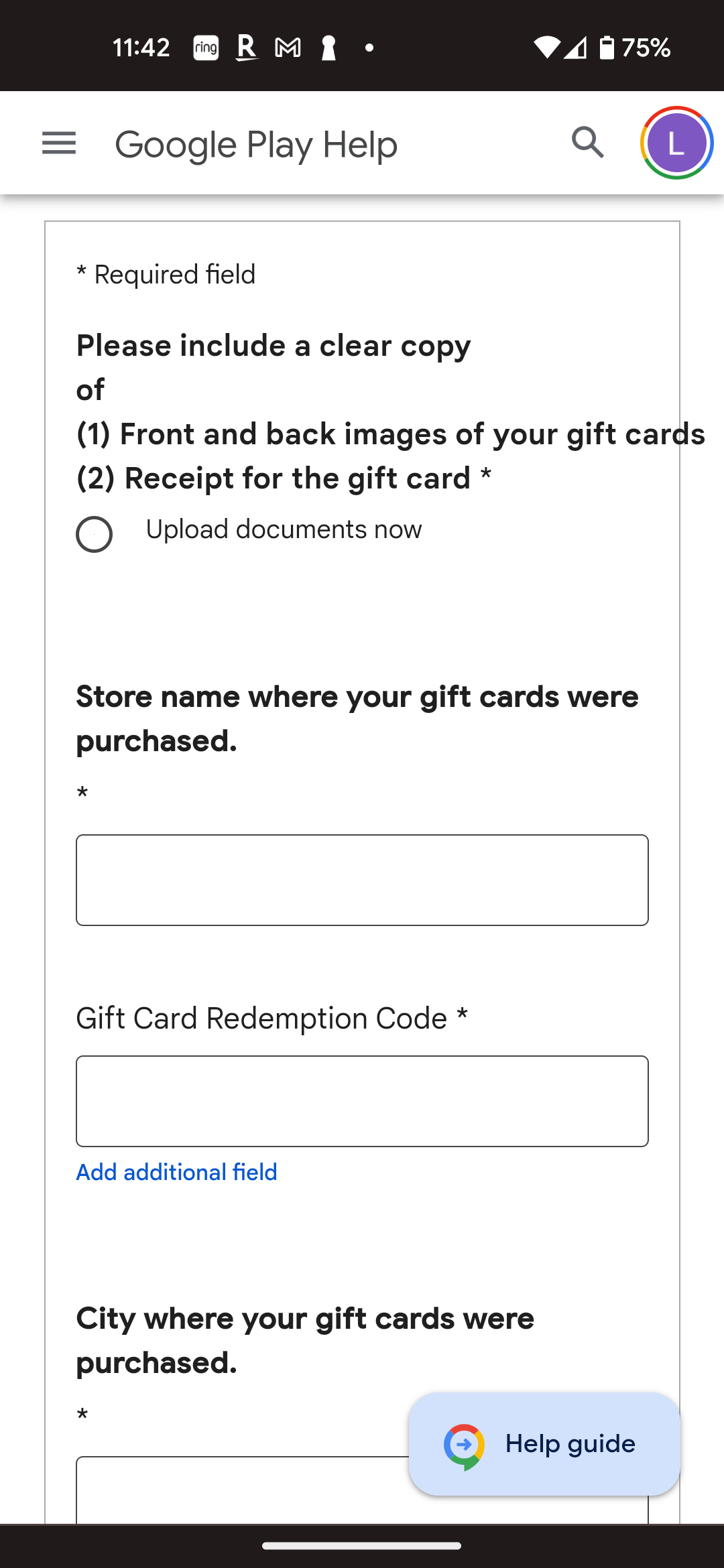 Hi, I a, having their Issues with the Google Play Gift Card so I need to  redeem Google Play Gift Card but I need to Confirm my account. You're about  too add