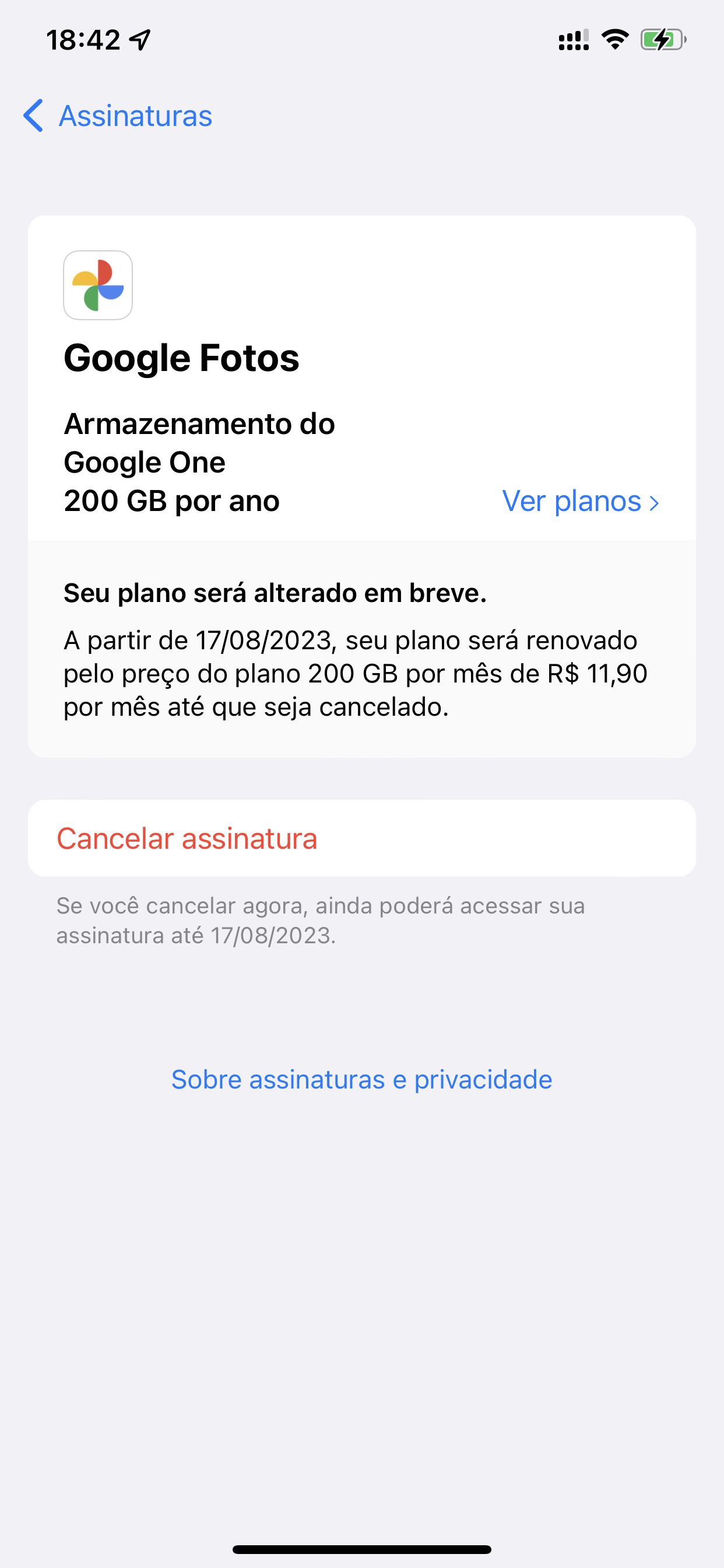 Planos e preços - Google One