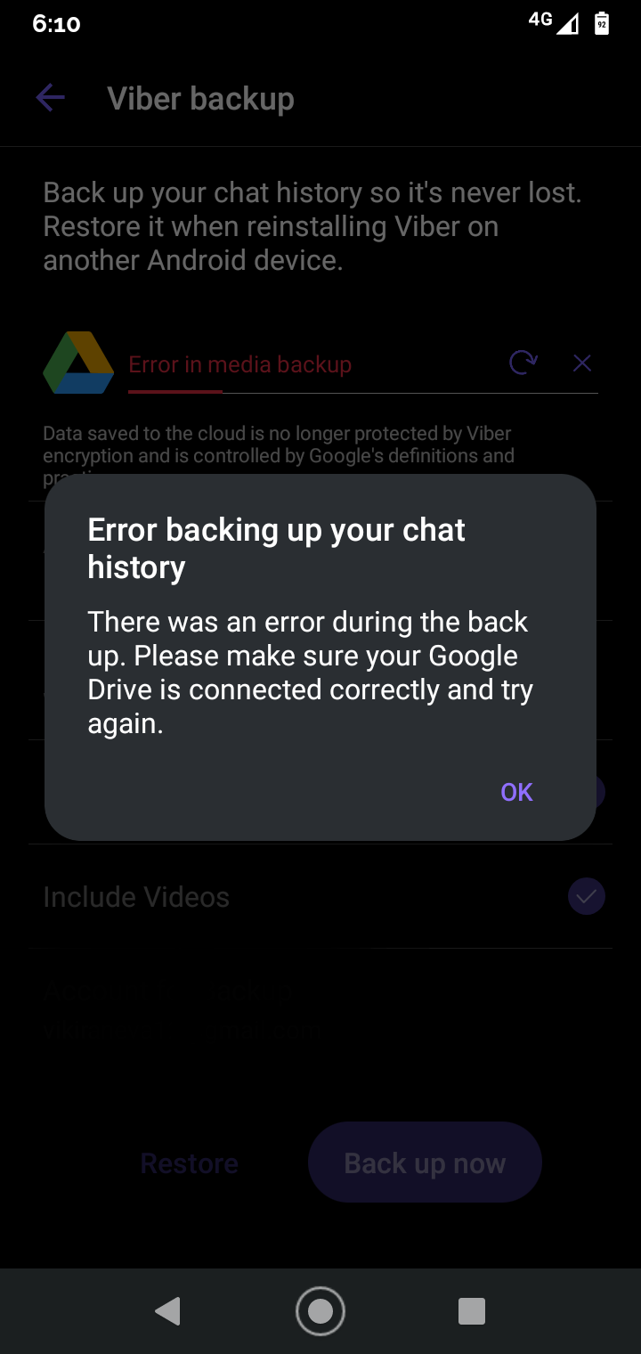 Viber backup error - Google Drive Community