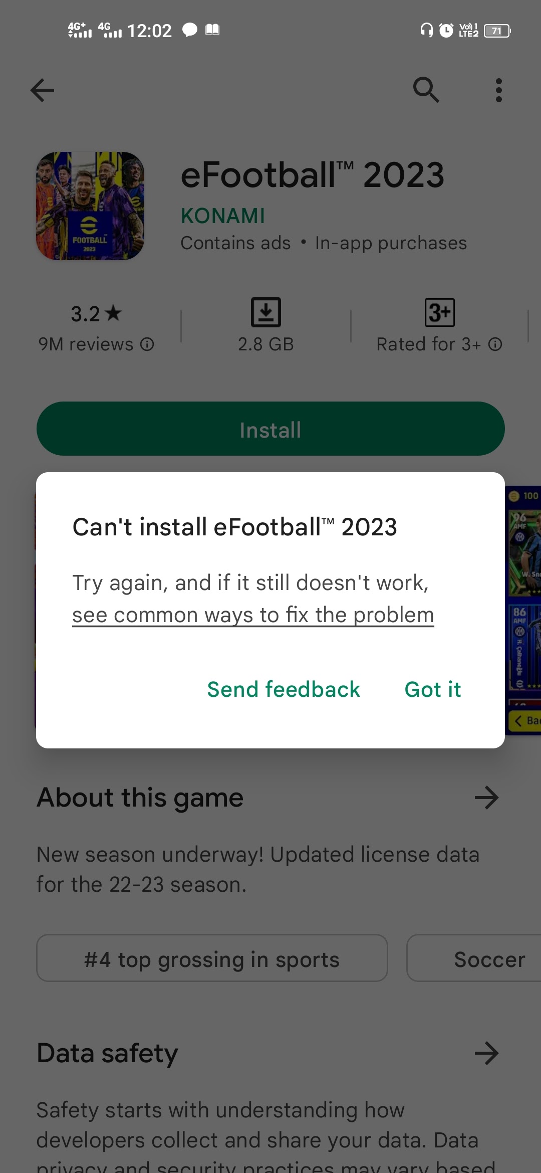 Cant download game even with enough space - Google Play Community