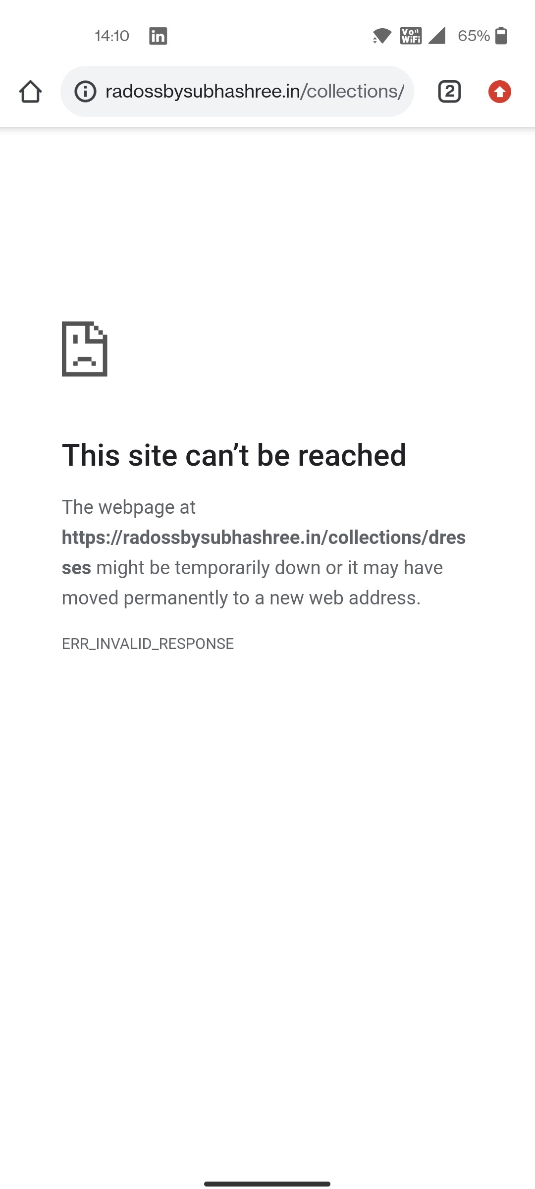 website error screenshot
