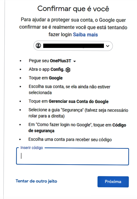 Não consigo fazer login na minha conta - Comunidade Conta do Google