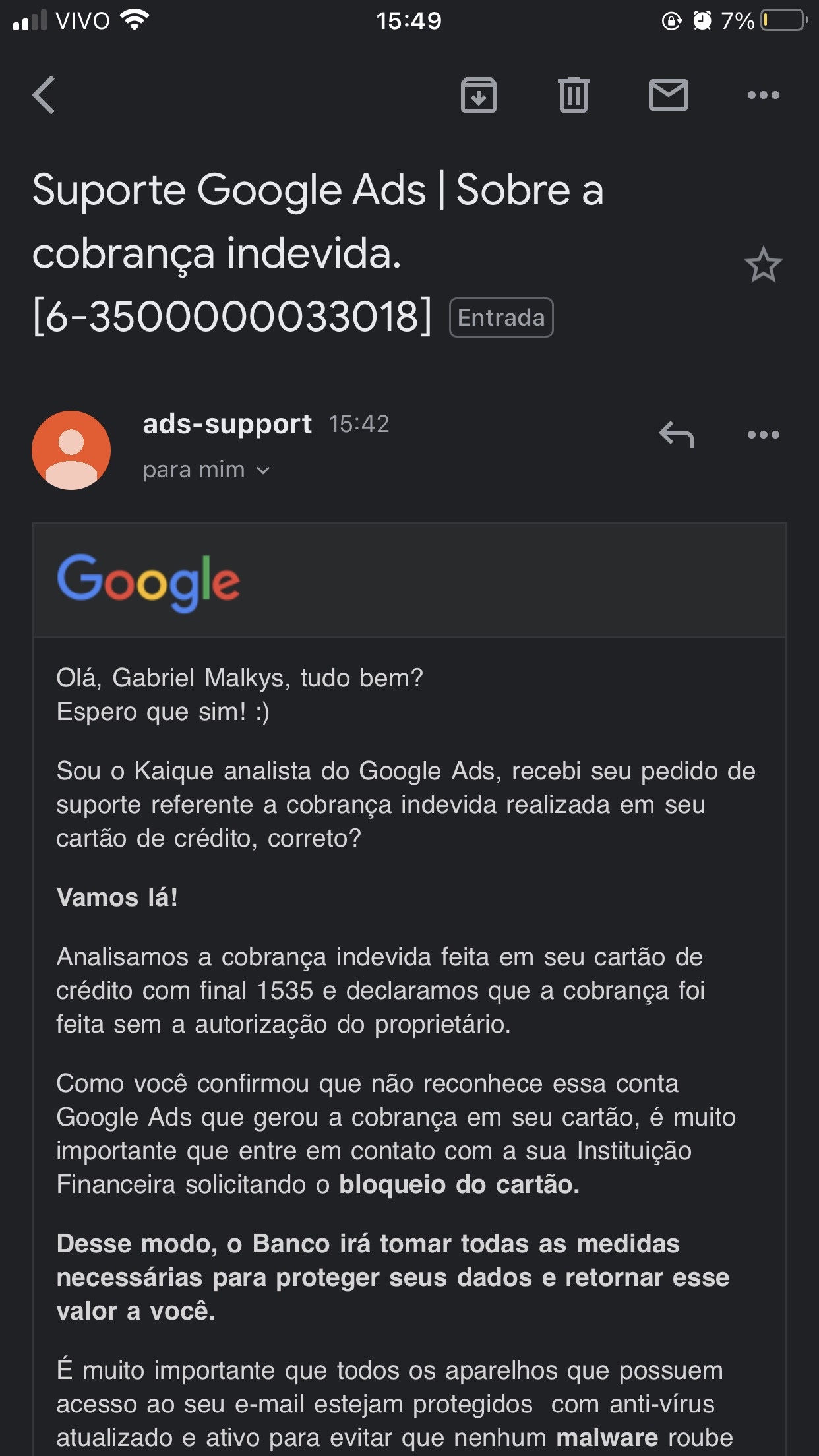 Cobrança indevida - Comunidade Google Play