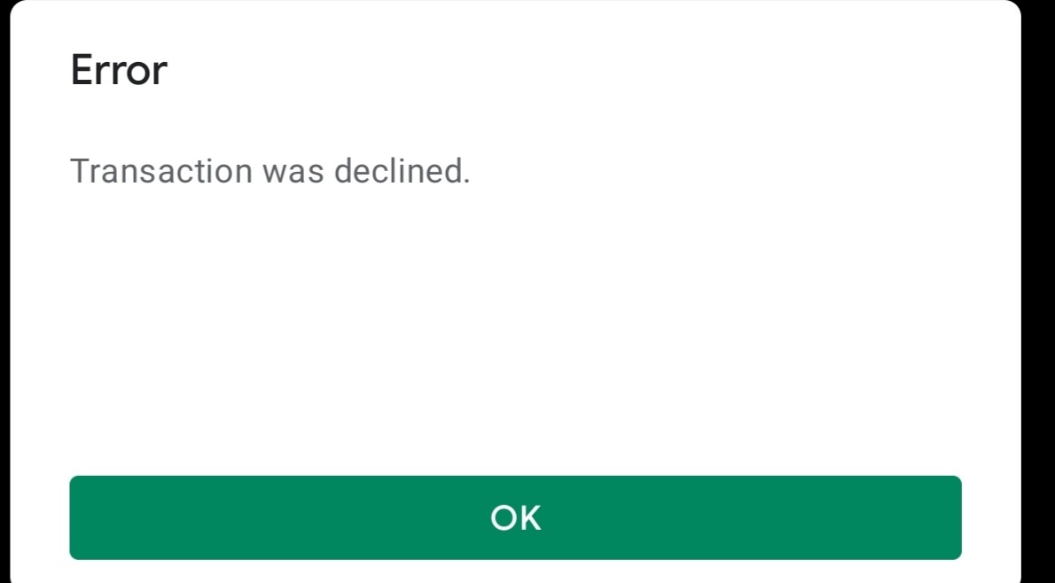 Transaction error - Google Play Community