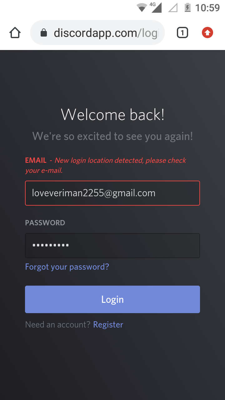 discord log in web