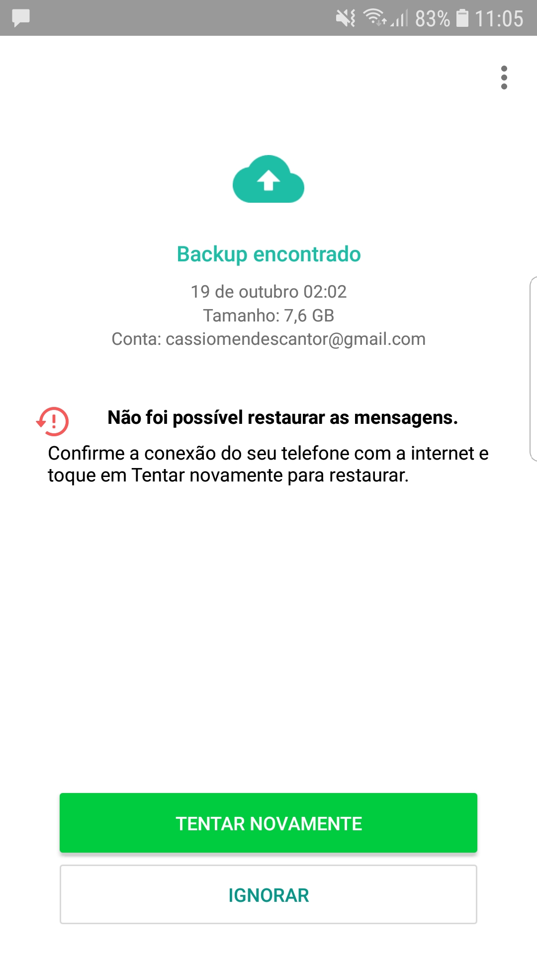 Por que que eu estou recebendo erro da Play Store recuperar