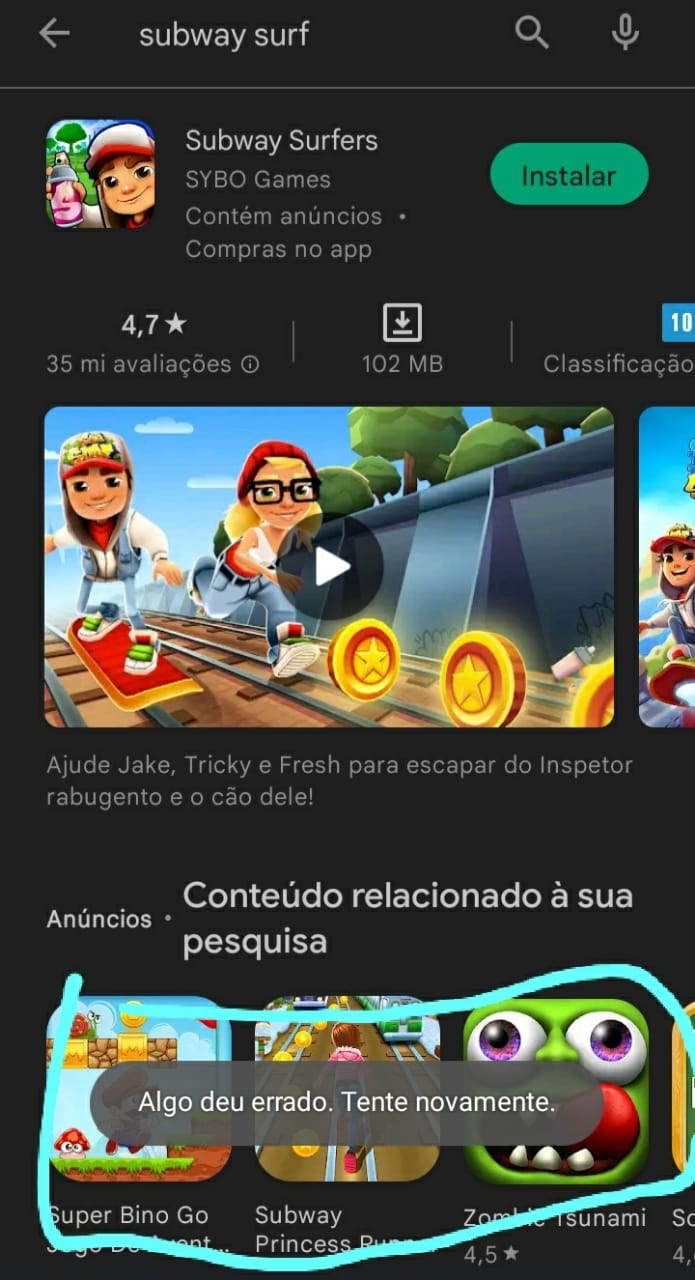 Nao Consigo Sacar No Subway Surf