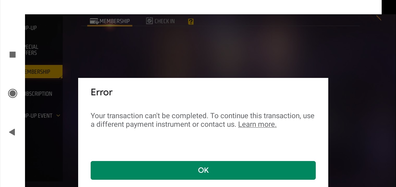 Transaction error - Google Play Community