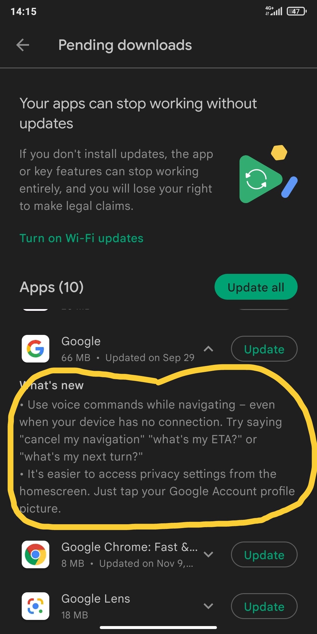 update of Google app - Google Play Community