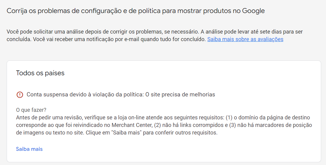 Conta Suspensa do Merchant Center - Comunidade Google Ads