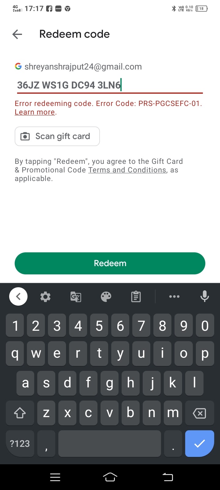 we need more info your gift card redeem code - Google Play Community