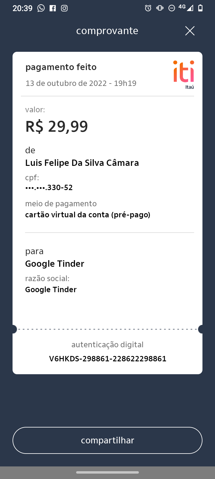 Reembolso GOOGLE TINDER - Comunidade Google Play