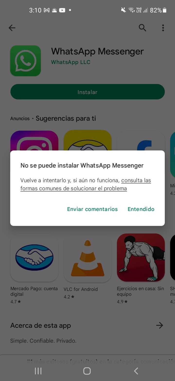 Me sale este anuncio y no puedo abrir WhatsApp - Comunidad de