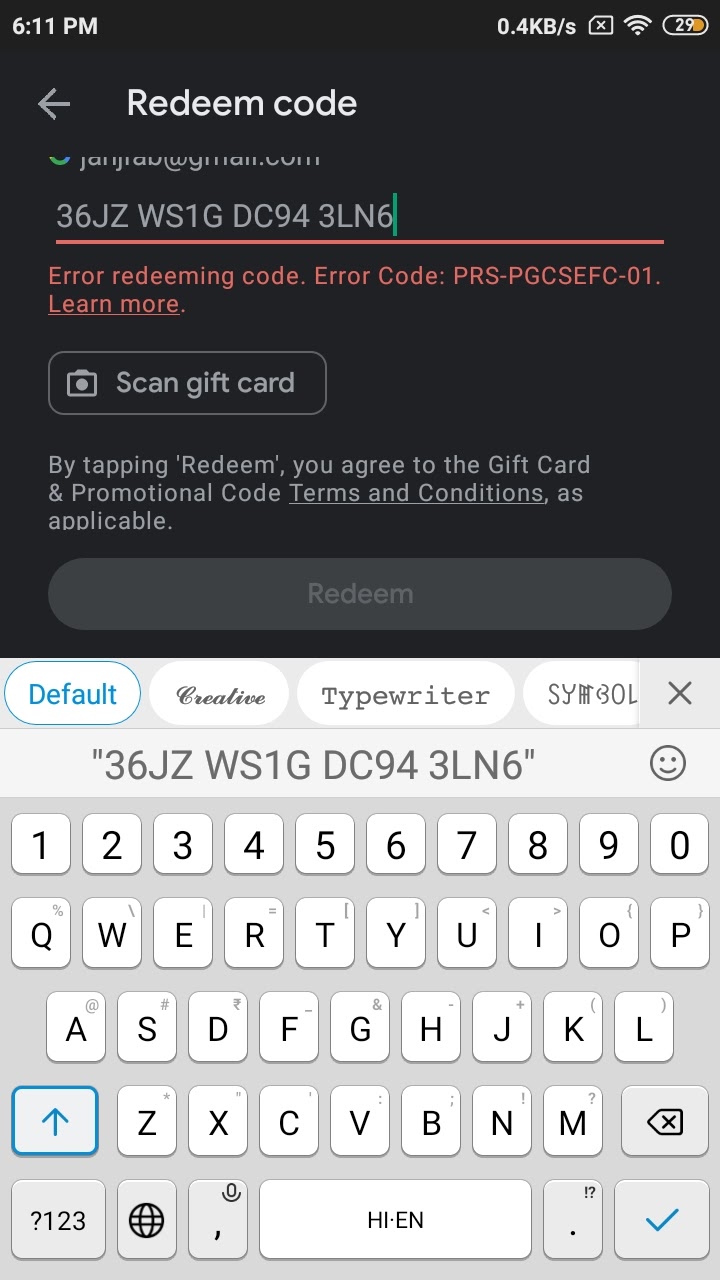 We need more info redeem code gift card - Comunidade Google Play