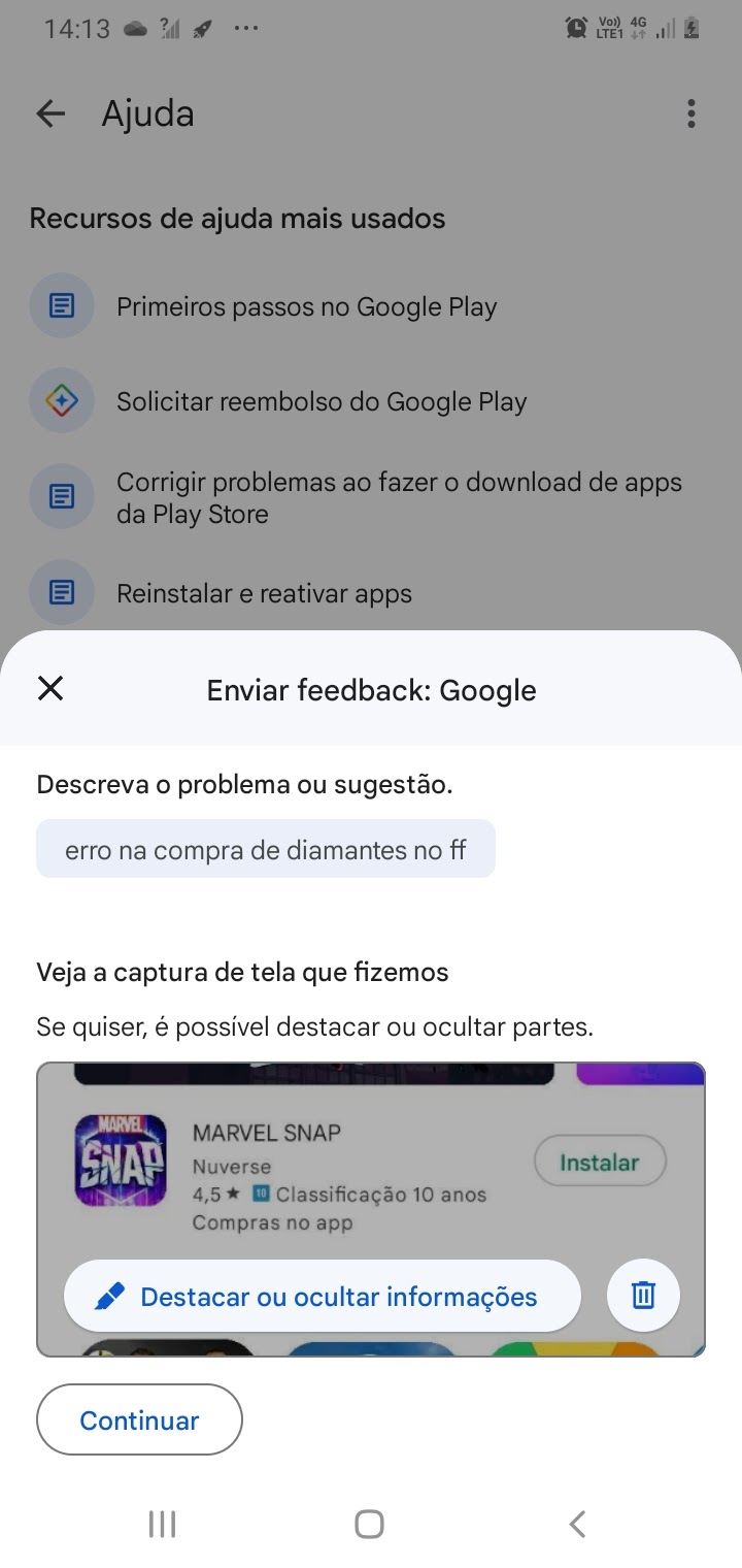 Erro na compra diamante no FF - Comunidade Google Play