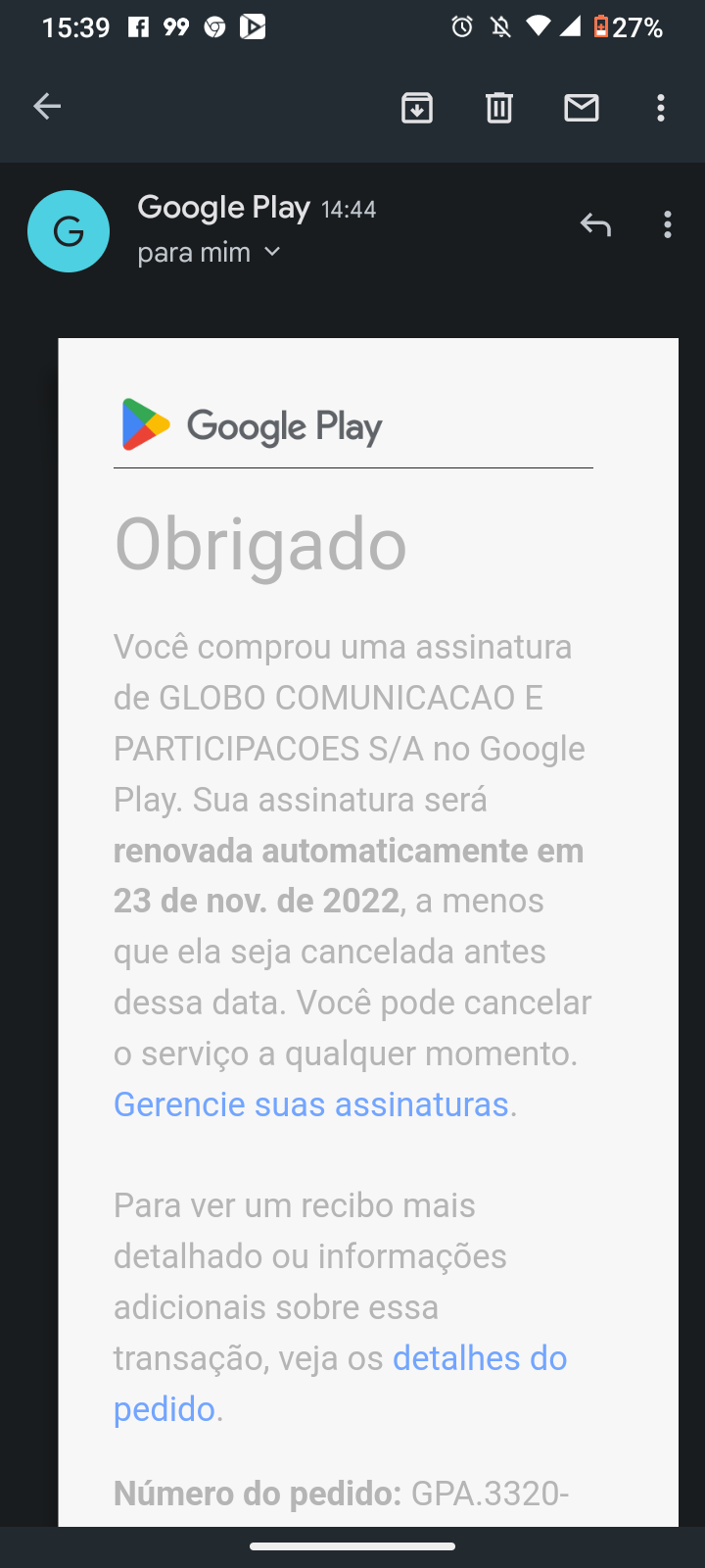 Como cancelar assinatura play store