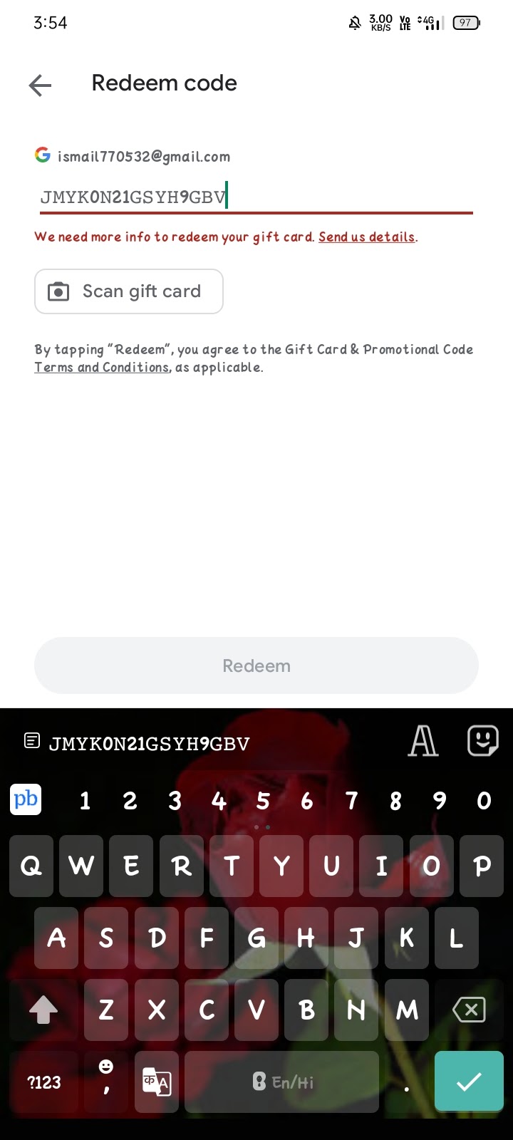 I messed up the redemption code - Google Play Community