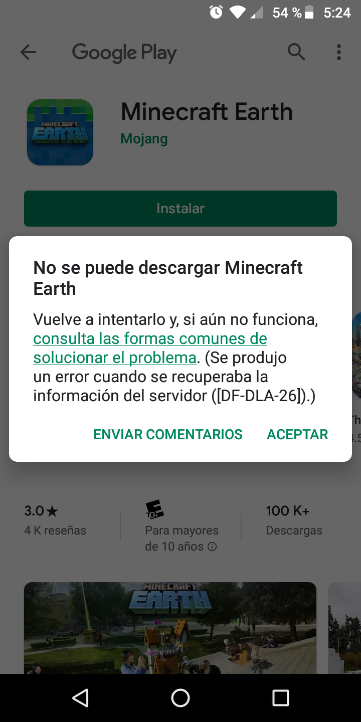 Minecraft Earth Error - Colaboratory