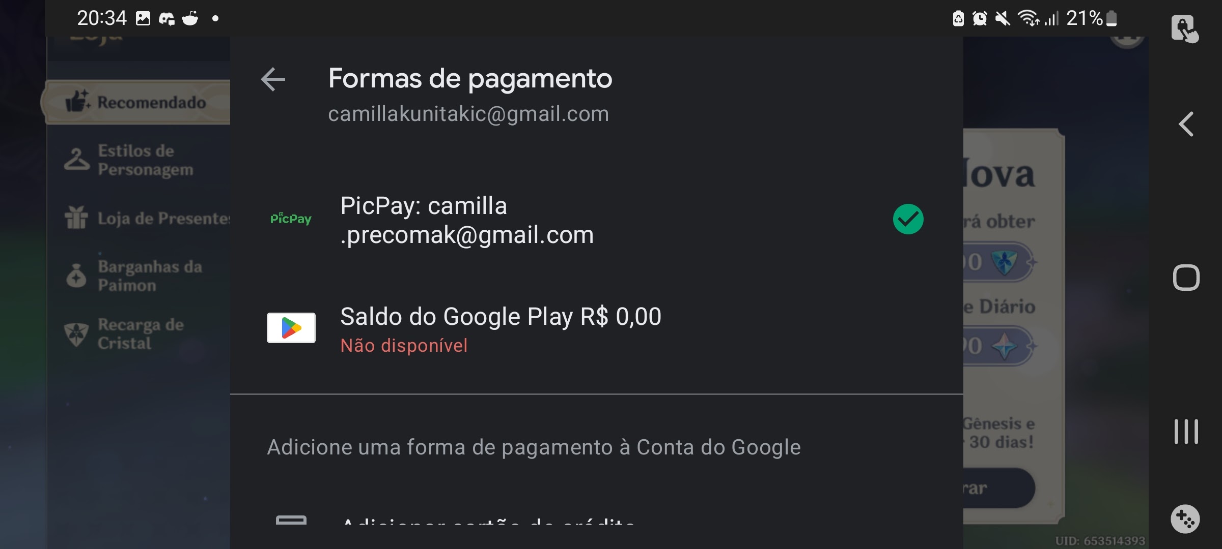 Compra feita de um pacote do jogo, sem confirmação da Google play e sem  dinheiro também - Comunidade Google Play