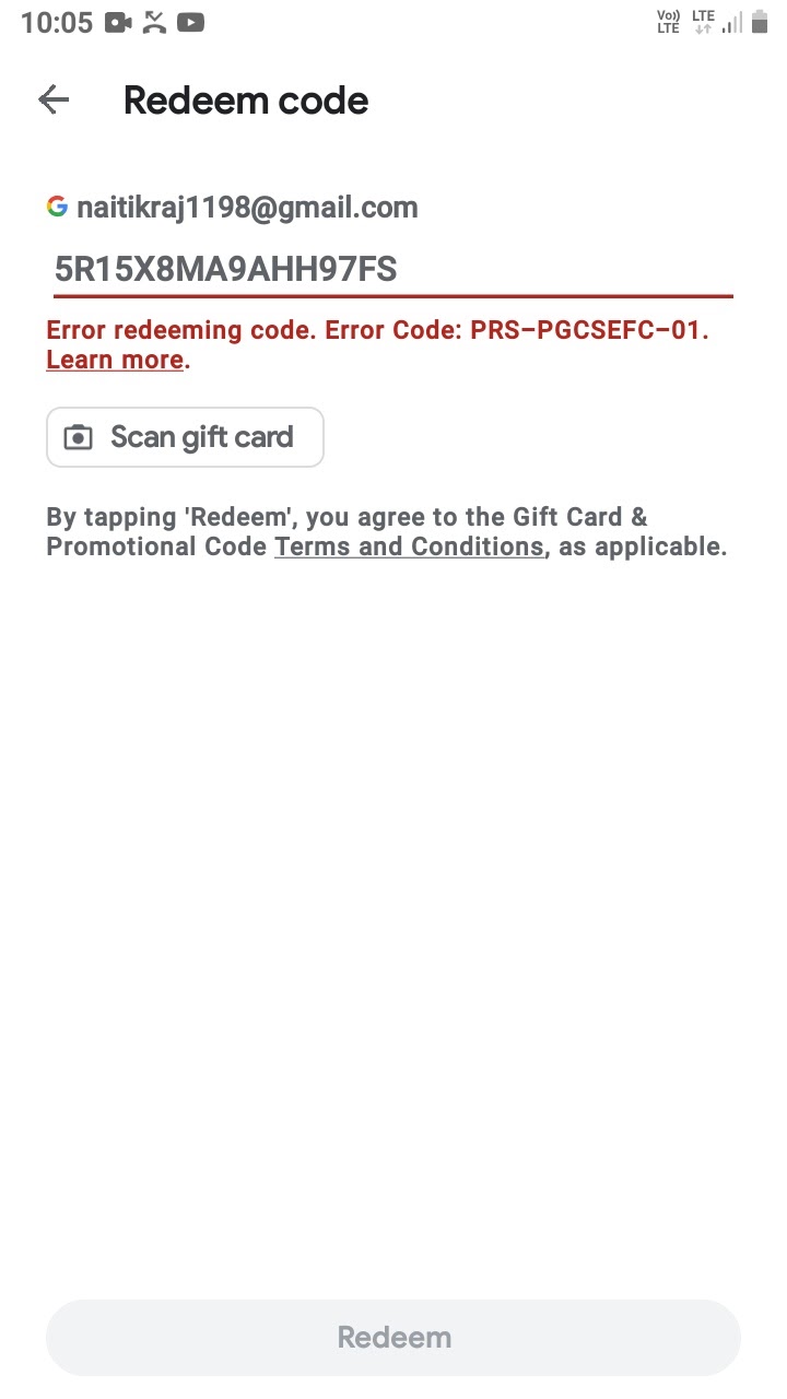 we need more info your gift card redeem code - Google Play Community