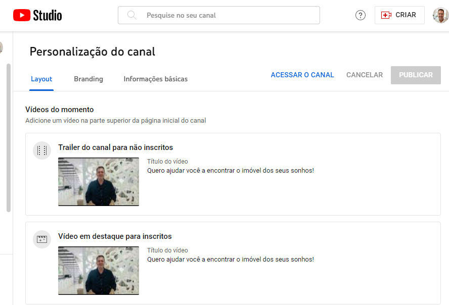 É possível ver o título ou até mesmo o canal do vídeo que foi