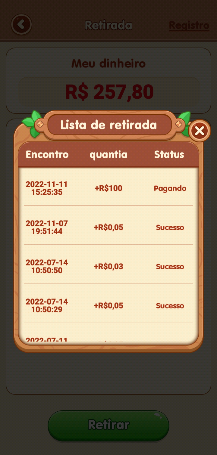 Jogo enganoso, pois joguei completei os 100 dólares e não consegui