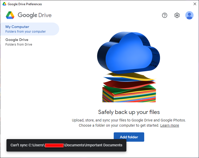 Why can't i sync Google Drive?