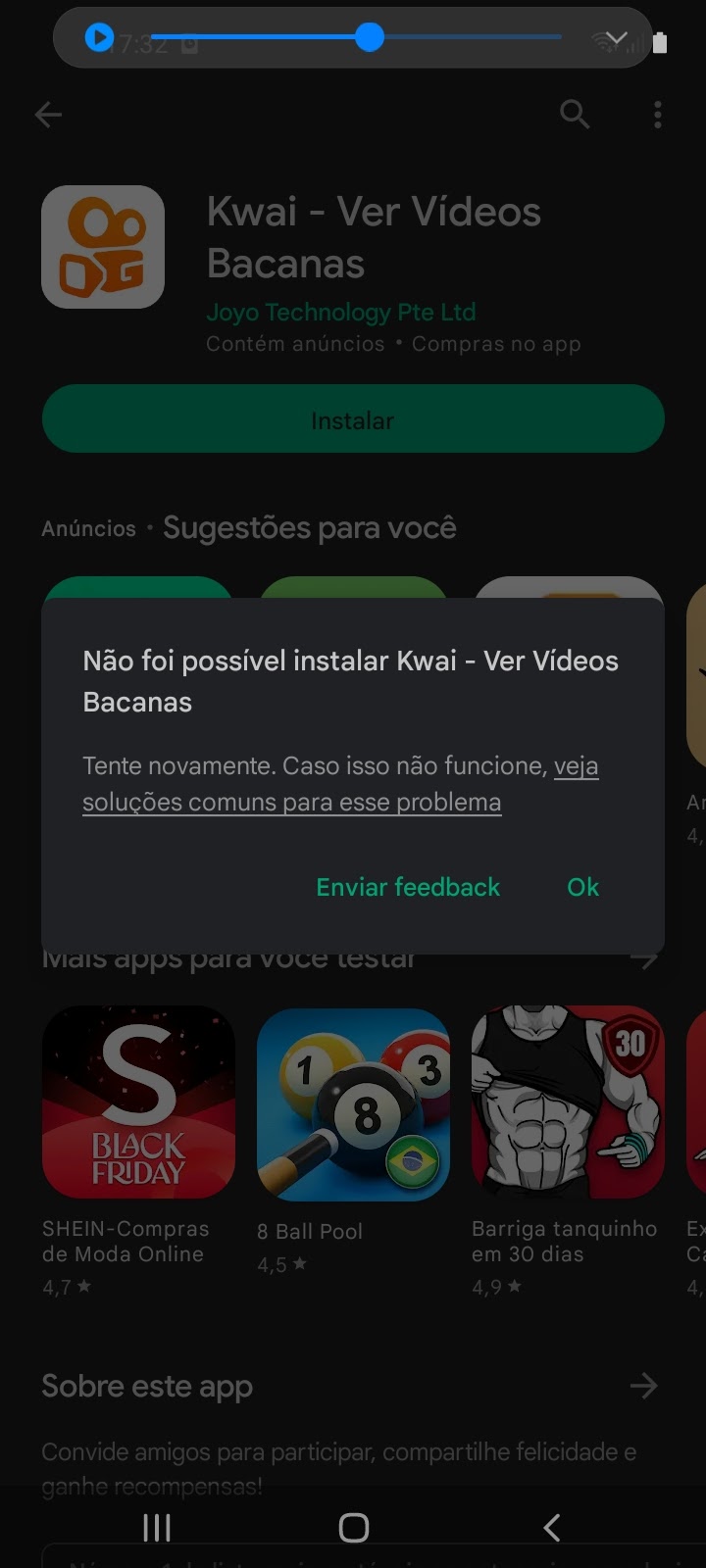 KWAI NÃO INSTALA - NÃO FOI POSSÍVEL FAZER O DOWNLOAD DO APLICATIVO?  RESOLVIDO! 