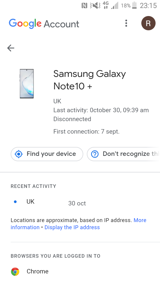 My device last activity