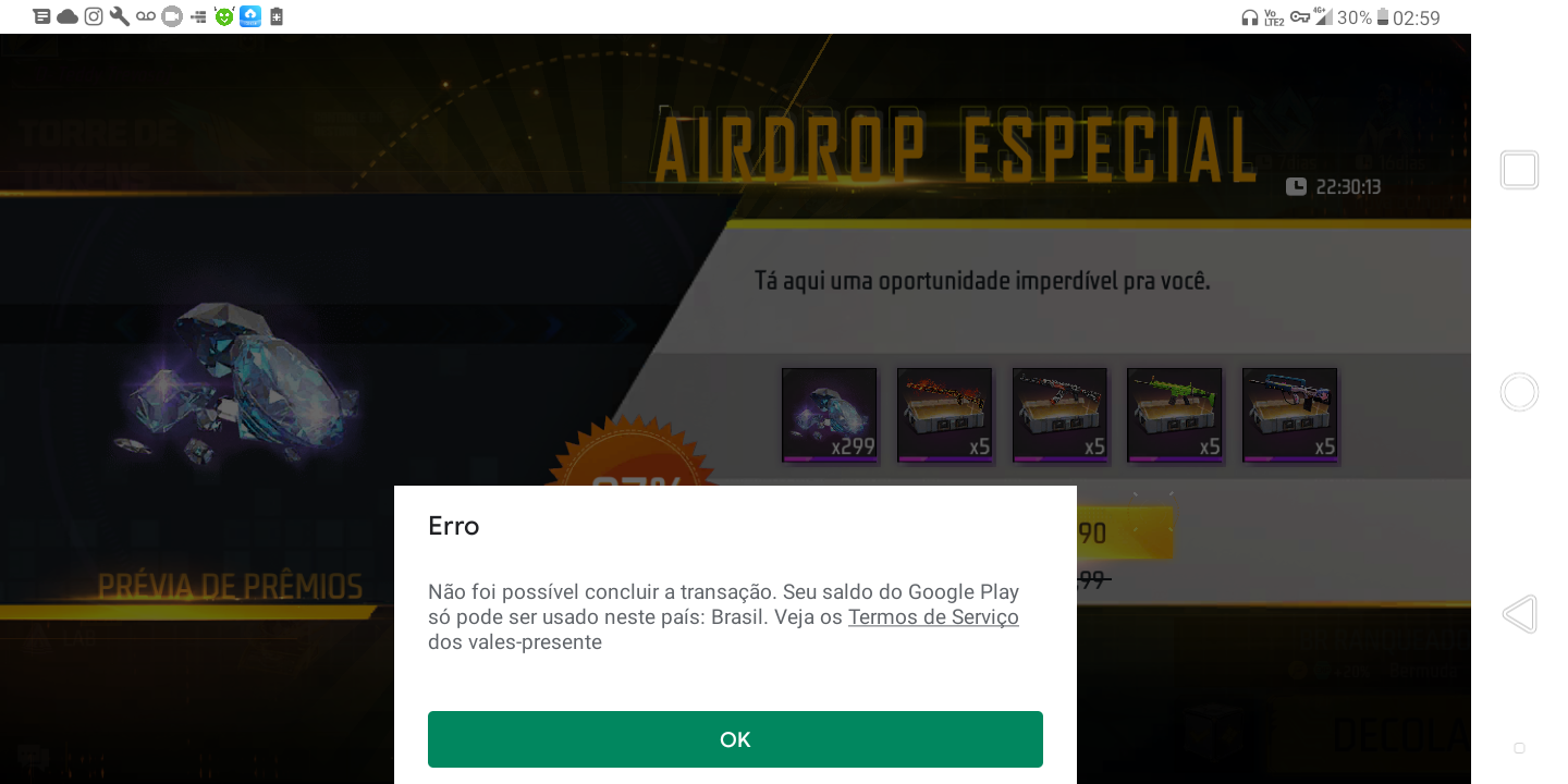 erro na compra diamante no free fire - Comunidade Google Play