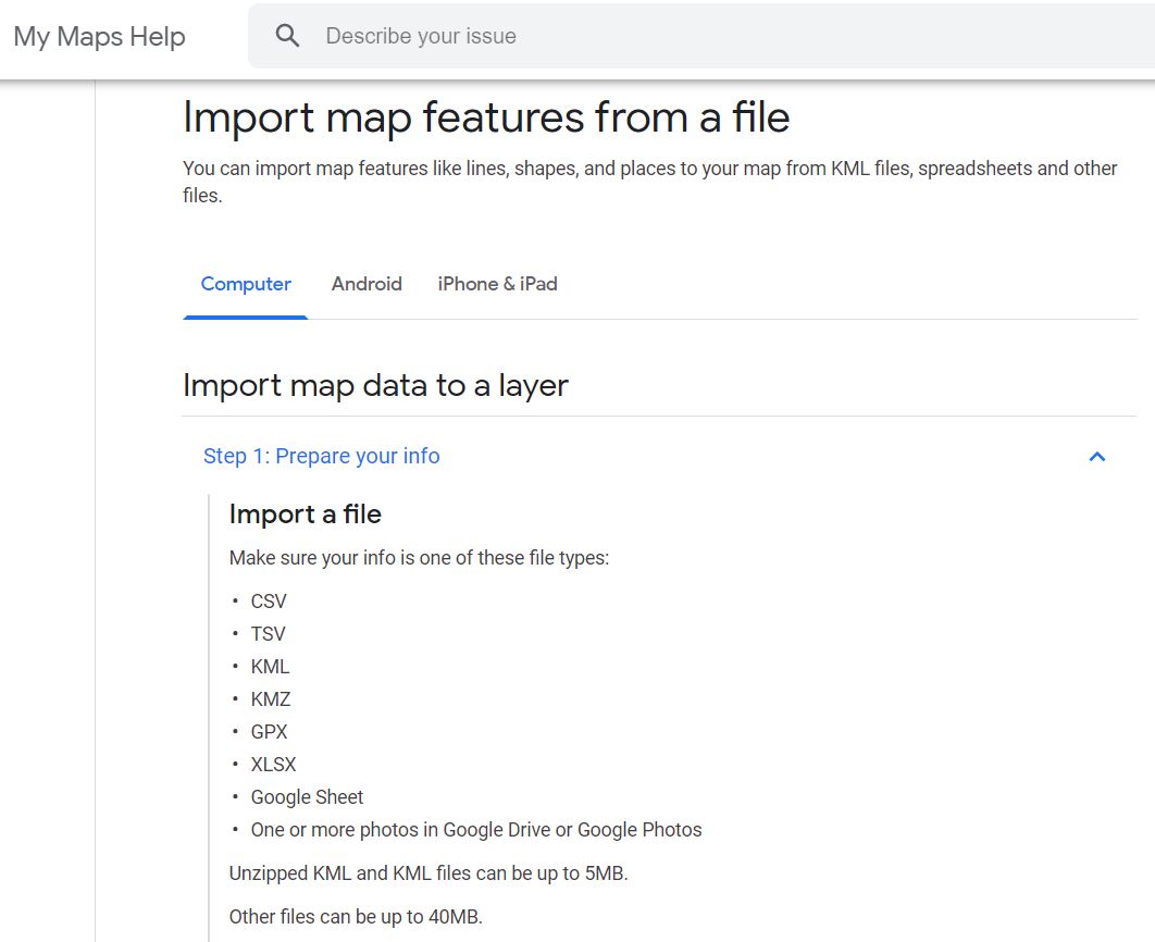What Is The Import File Limit Of Gpx File In My Maps Google 5 Mb