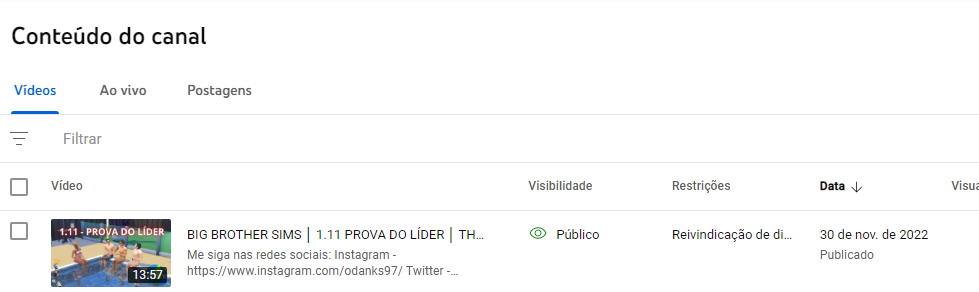 Como pesquisar vídeos no meu canal do  