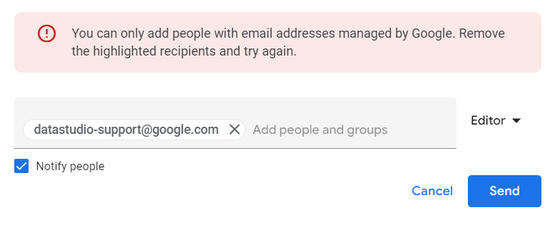 Unable to add G Suite users to Data Studio Dashboard - Looker Studio  Community