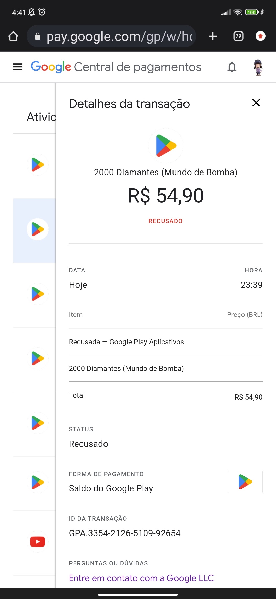 Problema com o pagamento no jogo - Comunidade Google Play