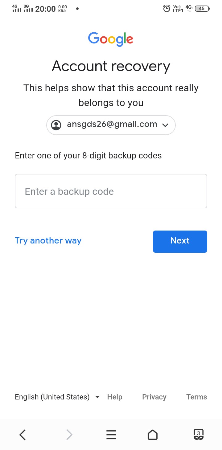 Please Give Me Account Recovery Code For Ansgds26 Gmail Com Mail I D I Am The Owner Of This Account Google Account Community