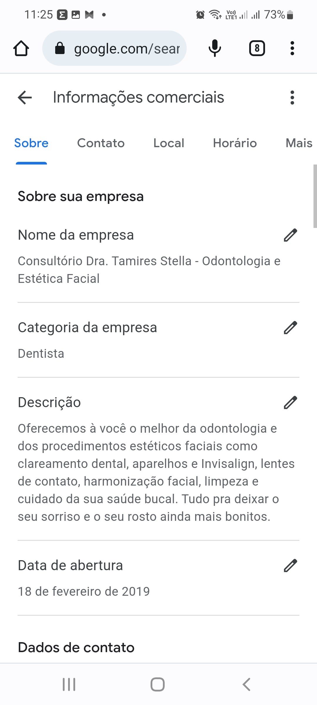 A descrição do meu perfil não é possível modificar. - Comunidade Perfil  da empresa no Google