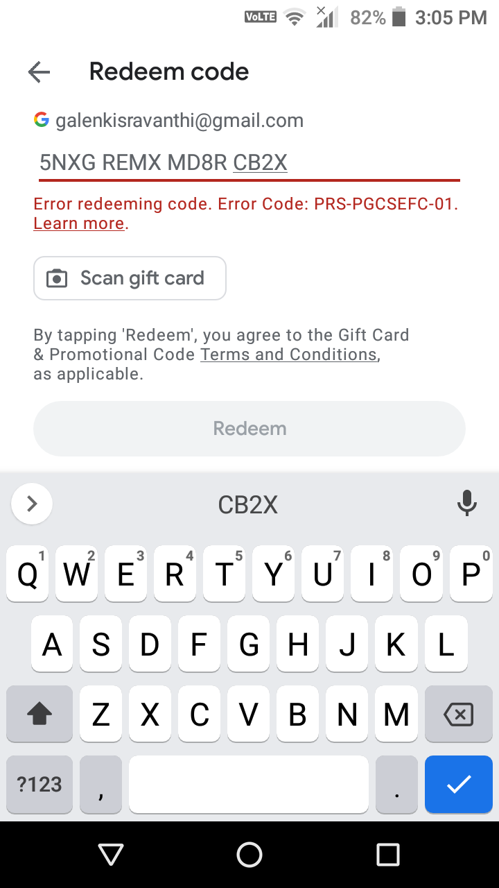 I messed up the redemption code - Google Play Community