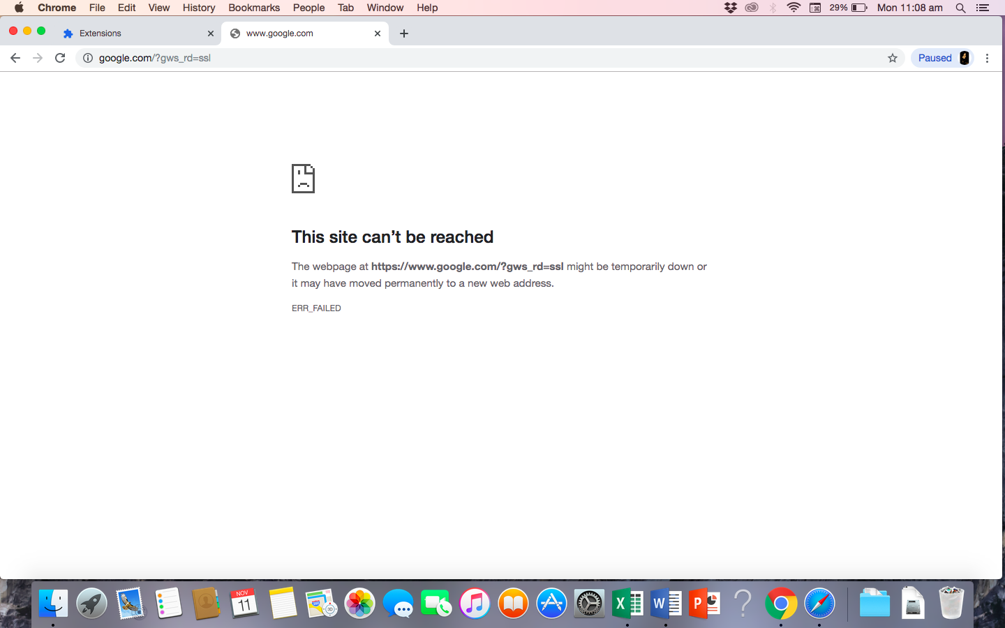 chrome for mac error