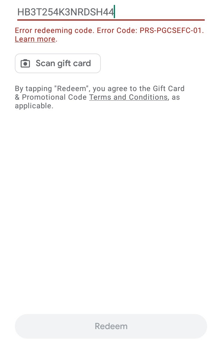 We need more info your redeem code gift card - Google Play Community