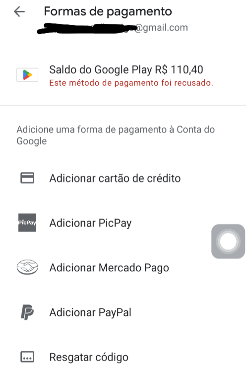 Compra Recusada em todos os Apps e Jogos da Google Play