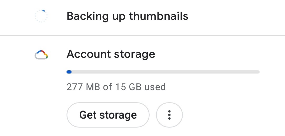 What does Backing up thumbnails mean on Google photos and why does it  take so long? - Google Photos Community