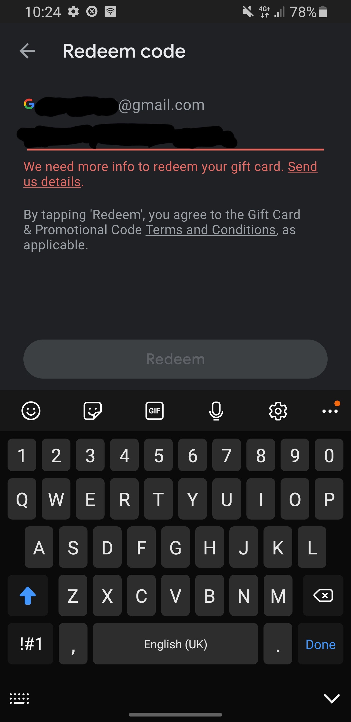 Redeem code not redeem - Google Play Community