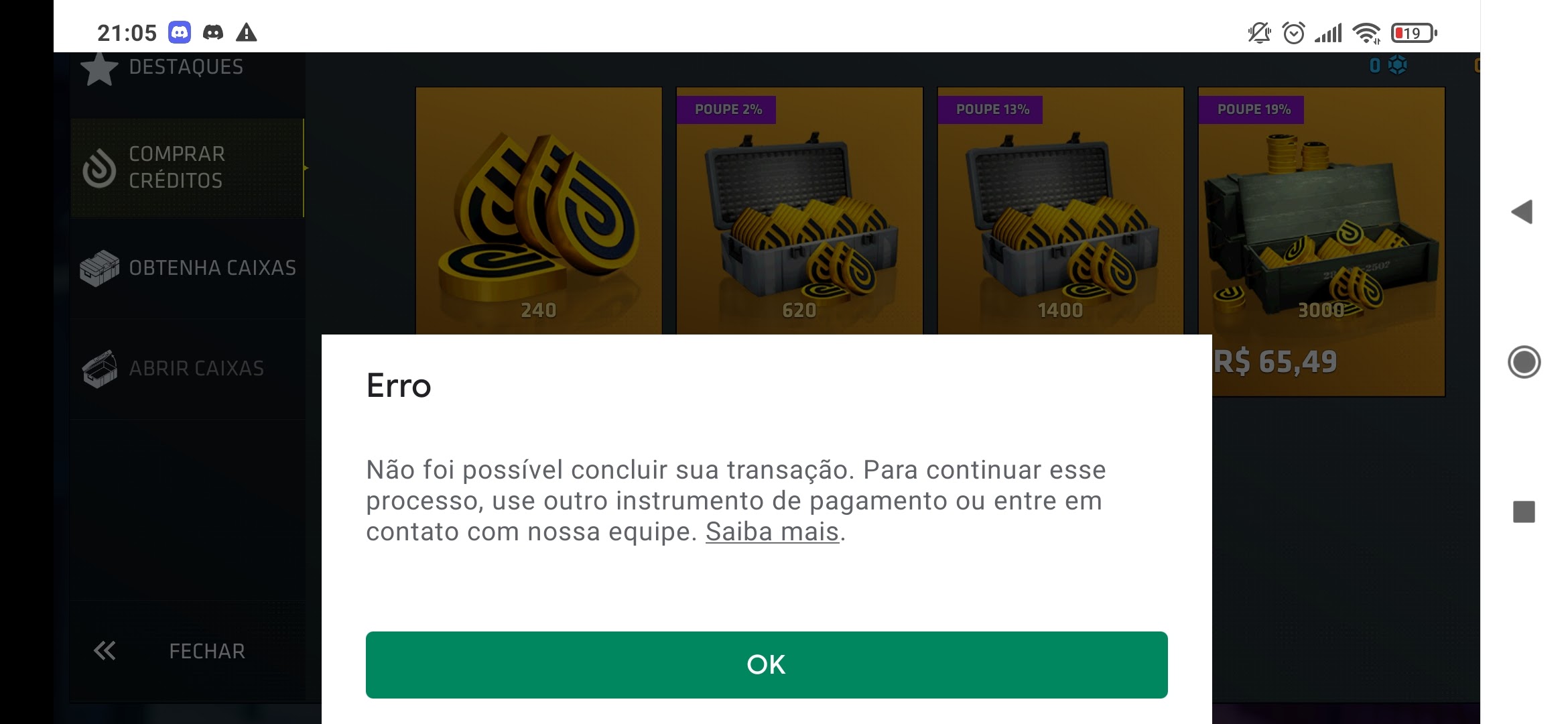 Erro ao comprar jogo no play store. Pedindo para confirmar o país