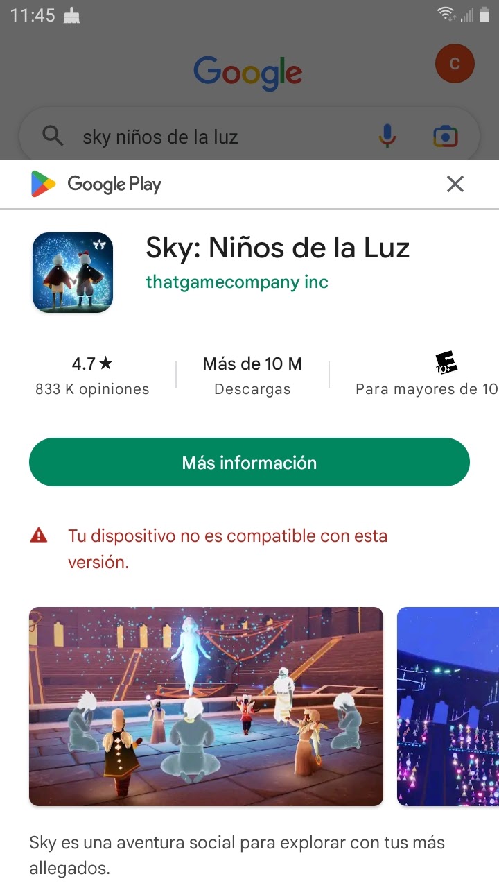 Hola como esta :) quería hacer una pregunta porque no puedo descargar el  juego sky - Comunidad de Google Play