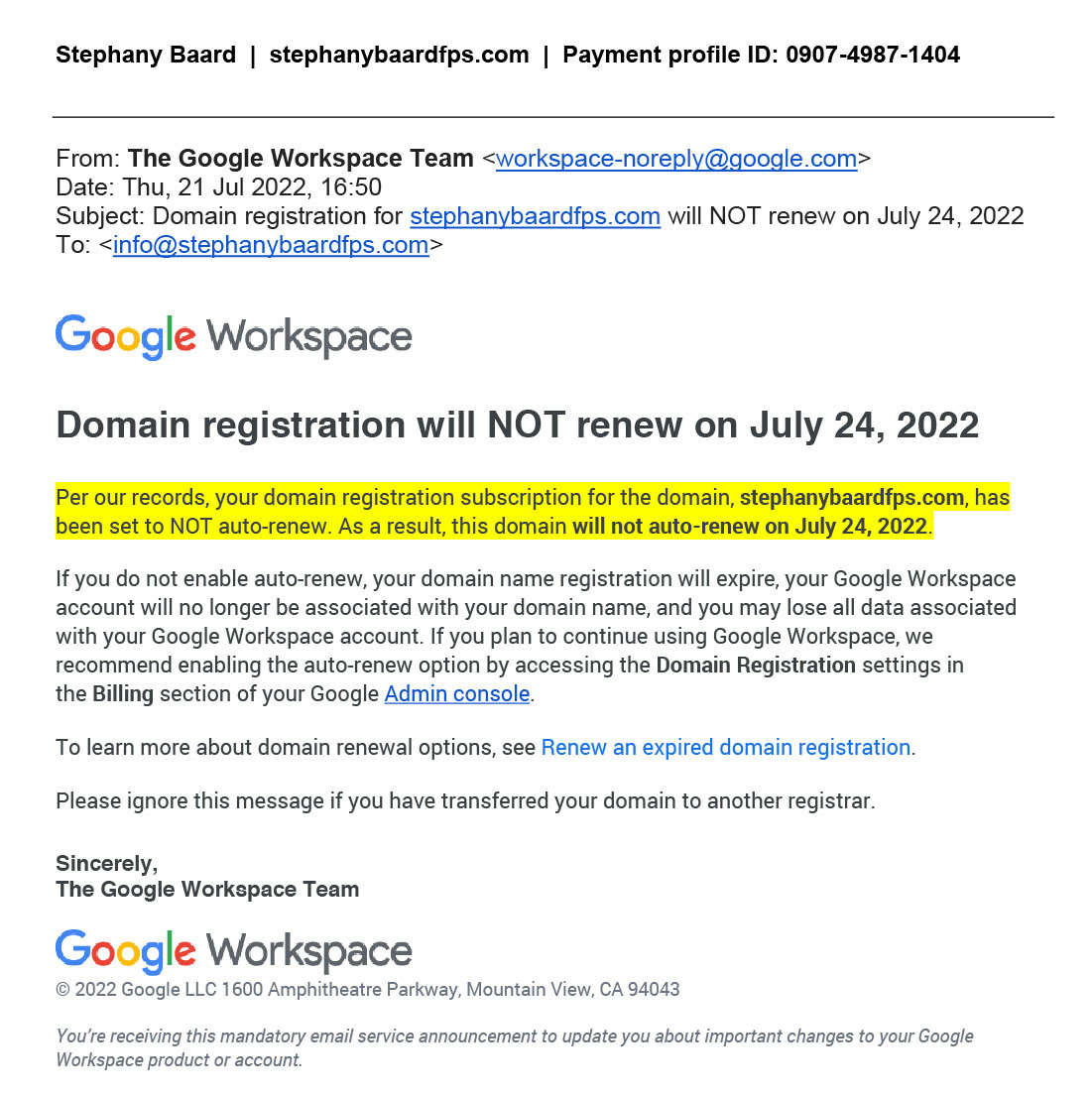 Will I lose my email address if I cancel Google Workspace?